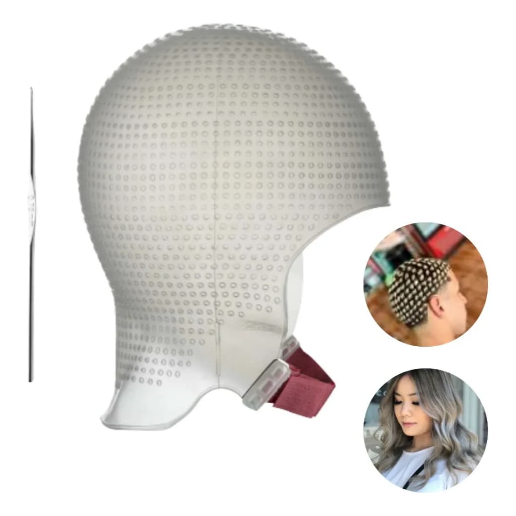 Touca para Luzes Mechas Reflexos 2400 furos Com Agulha Siliconada Profissional Dompel sparta