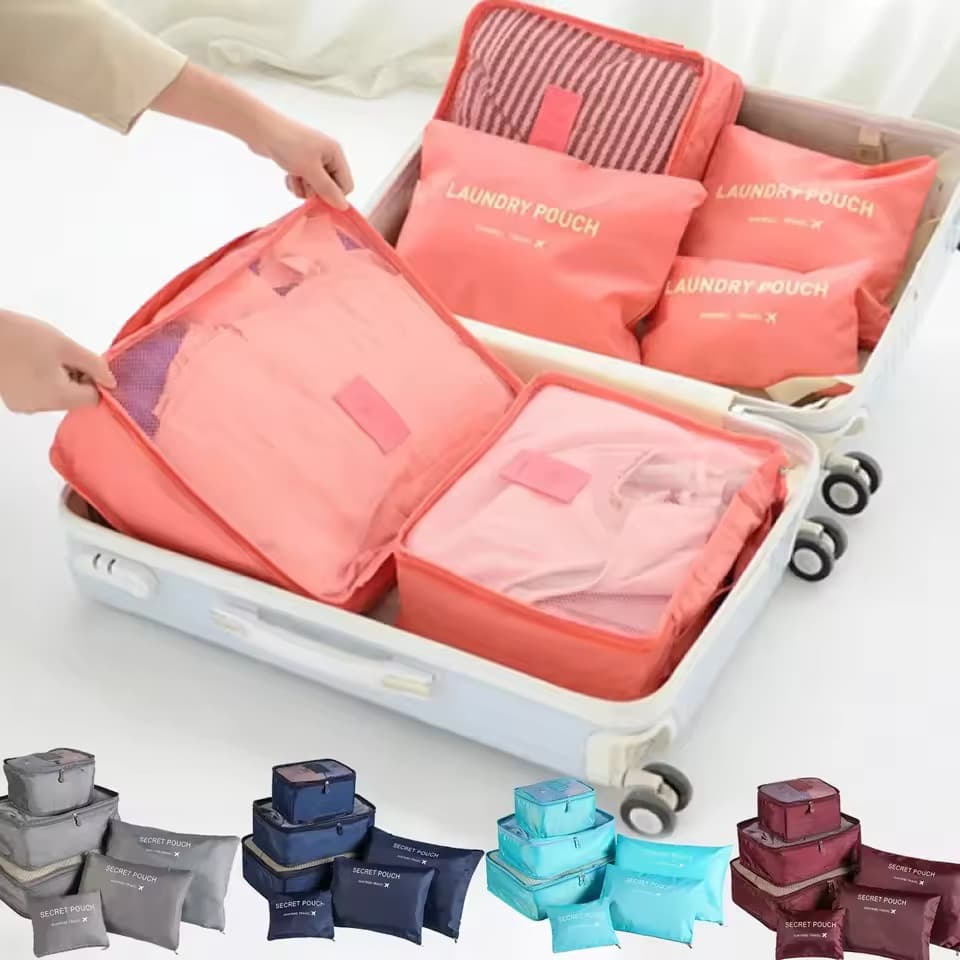 Necessaire Feminino Kit 6 Peças Bolsa  Organizadora Para Mala, Bagagem de Viagem