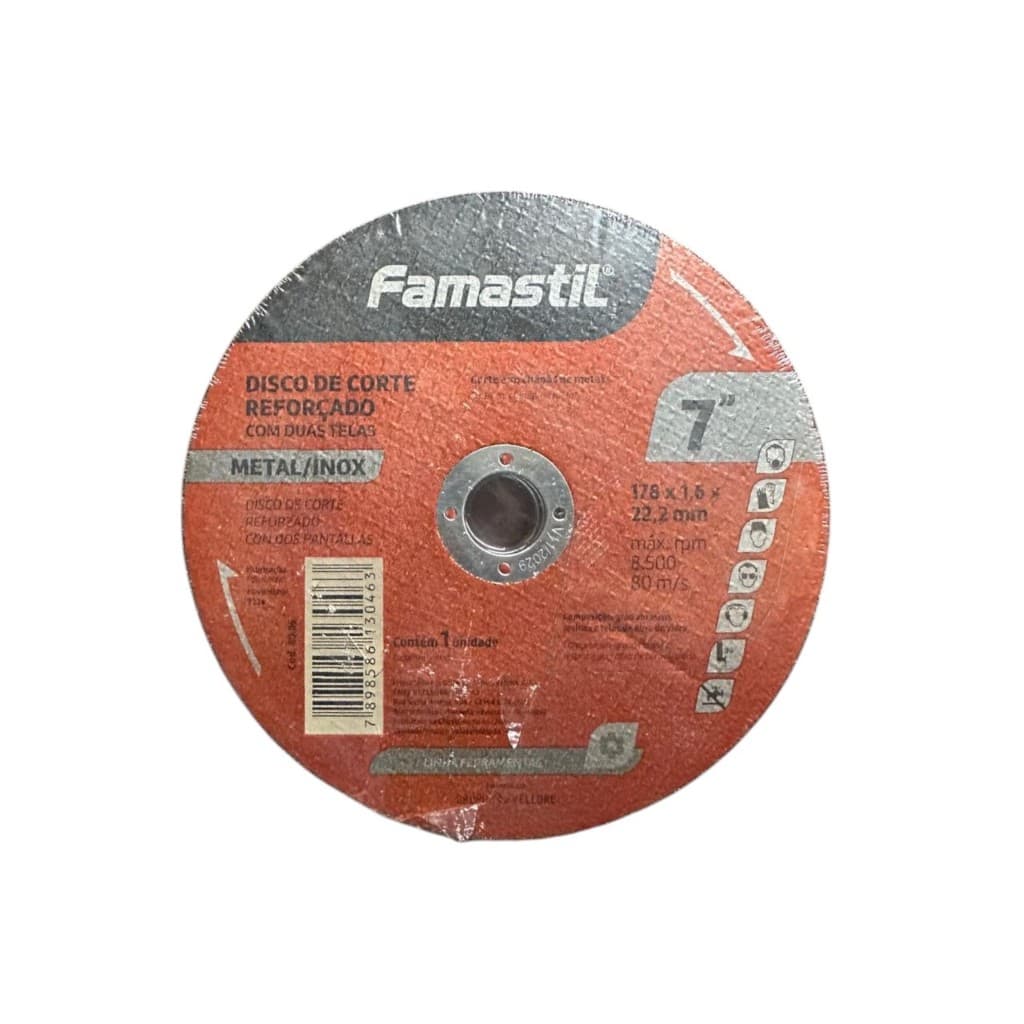 Kit 10 Disco de Corte Metal Reforçado 7" - Famastil