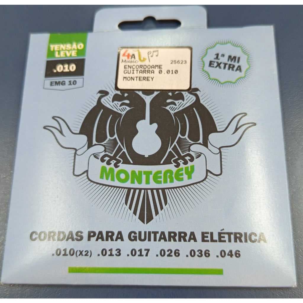 Encordoamento Monterey Para Guitarra .010 Tensão leve