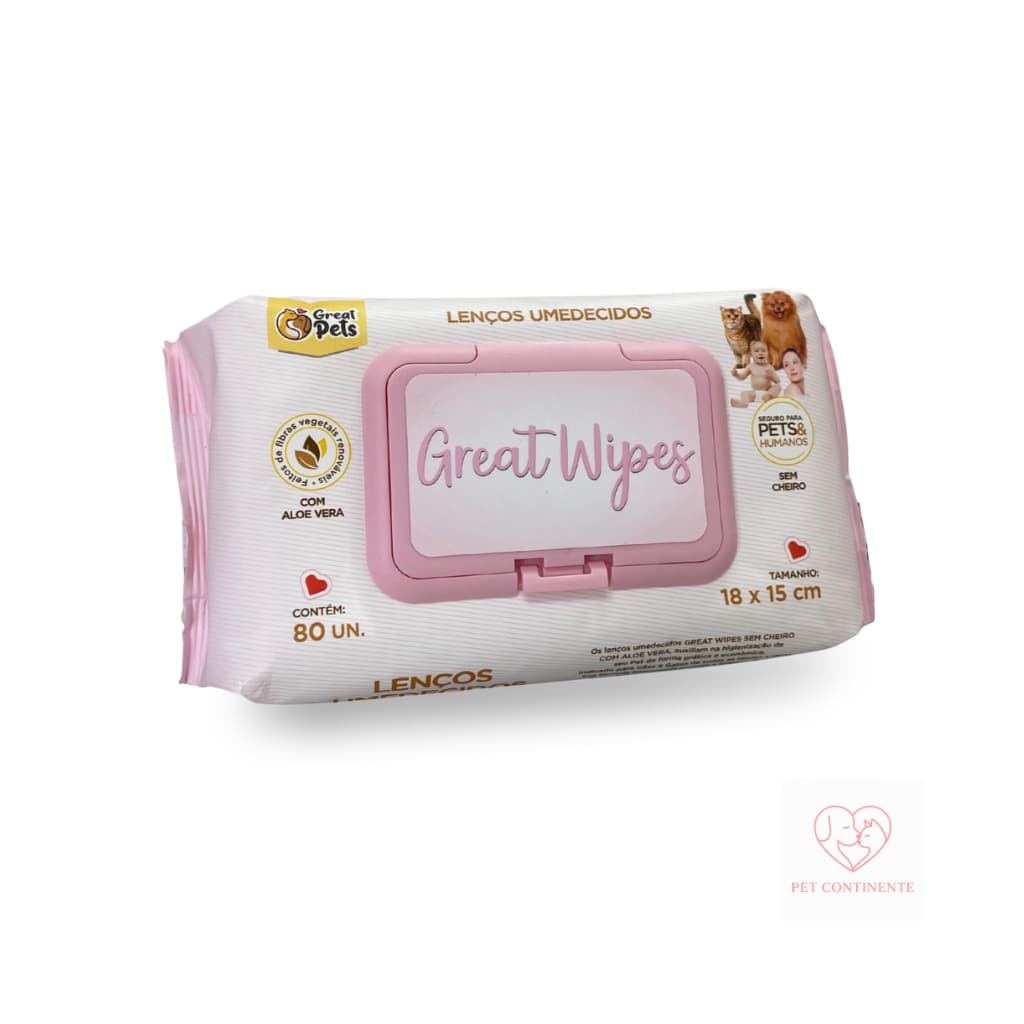 Lenço Umedecido Toalhas 80 UNIDADES Pet Great Pets