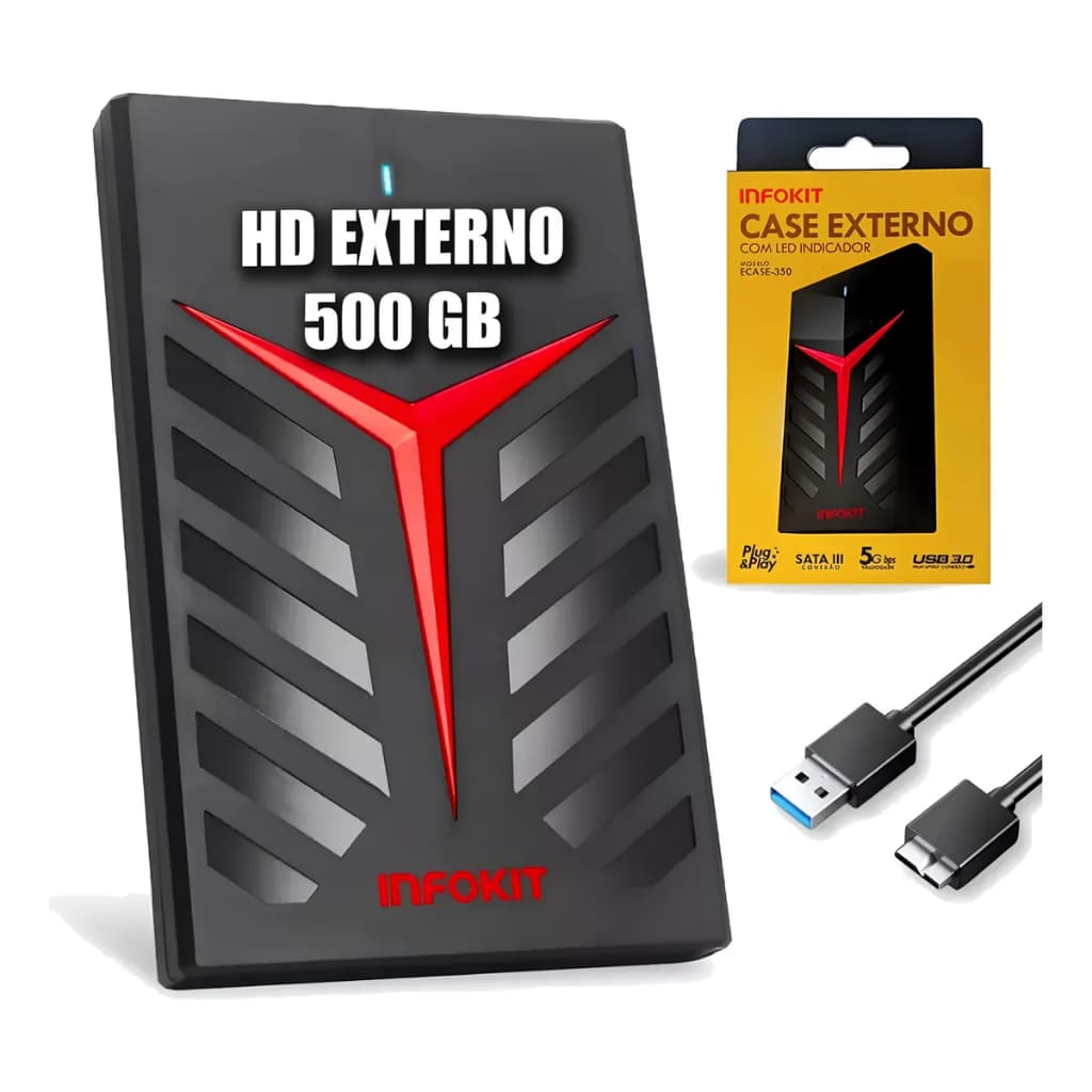 Hd Externo Gamer 500 Gb Gamer Notebook, Pc Gamer, Tv, Video Game, Tv Box, Smart Tv, Ps3, Ps4, Ps5, Xbox One, Desktop