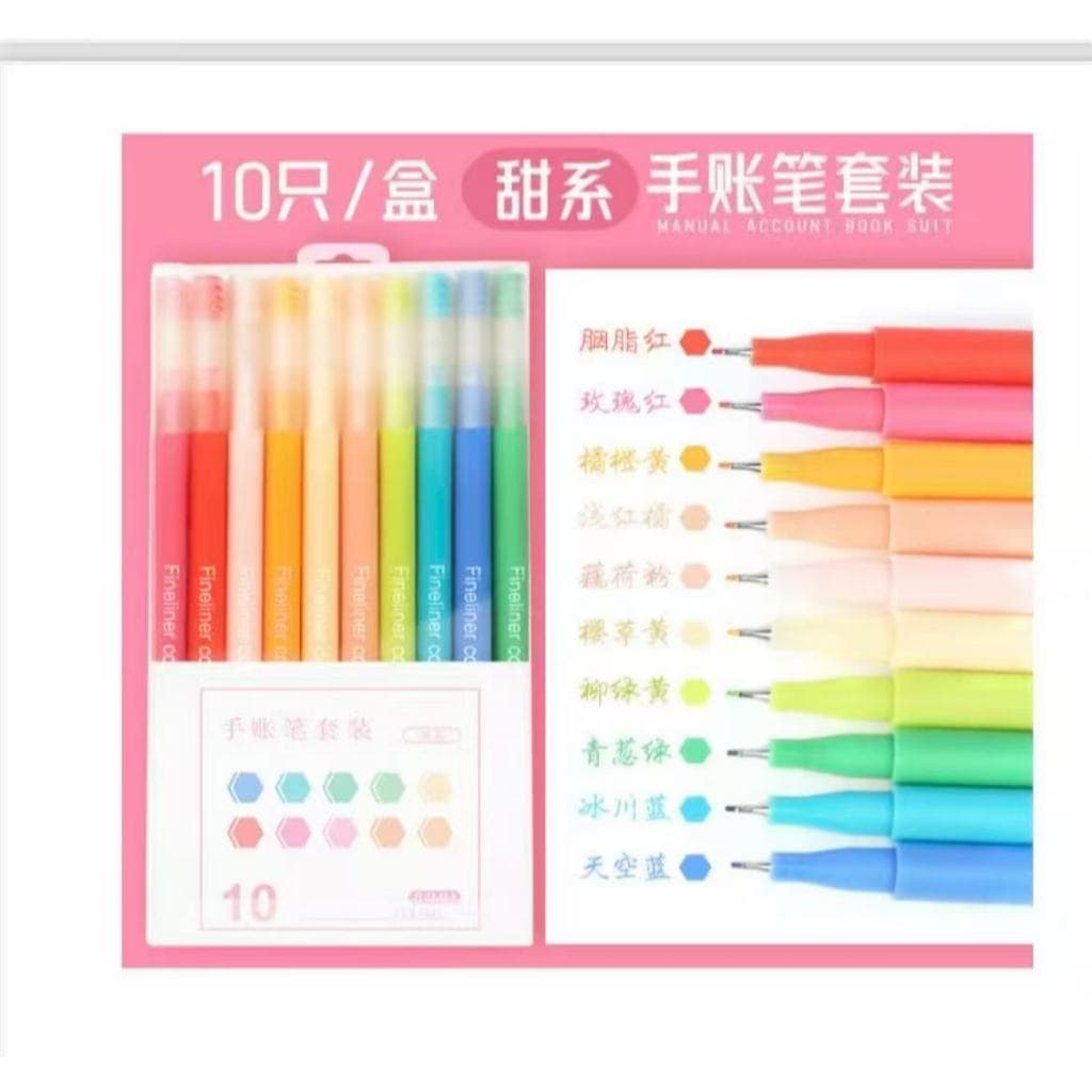 kit com 10 Cores 0,4mm caneta de cor Fineliner Ponta Fina conjunto