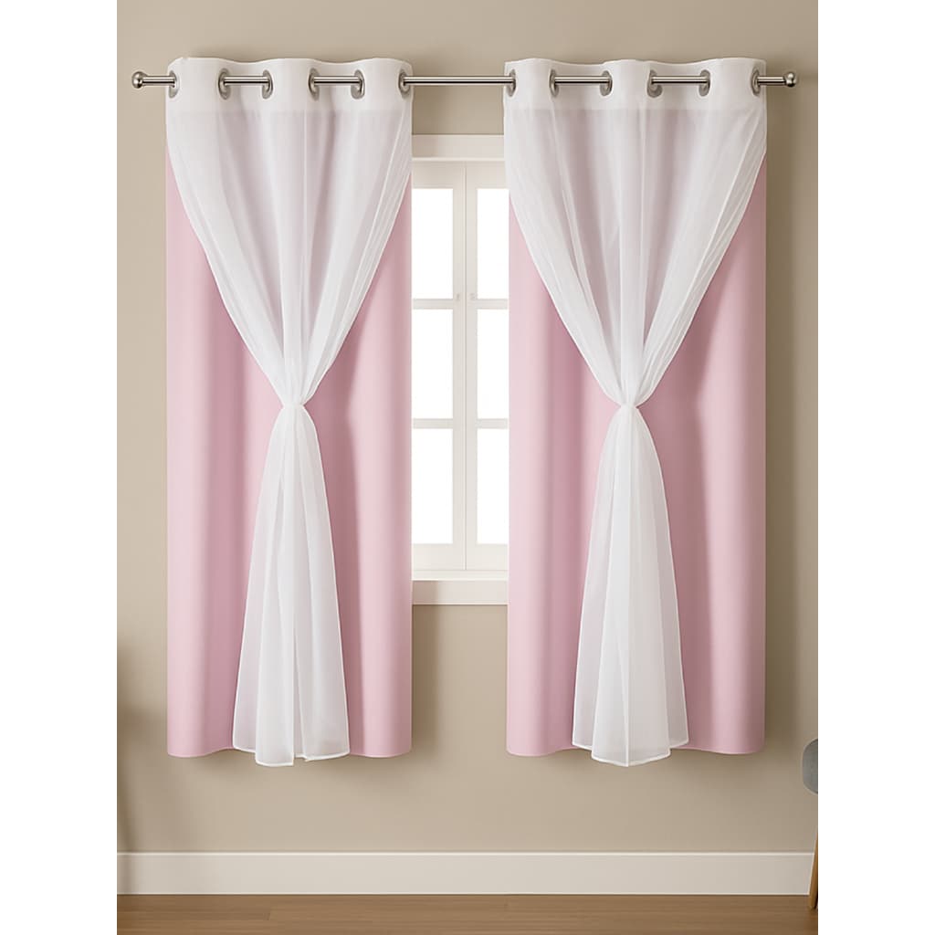 Cortina 100% Blackout de PVC Com Voil 2,80 x 1,60 Quarto Sala Blecaute