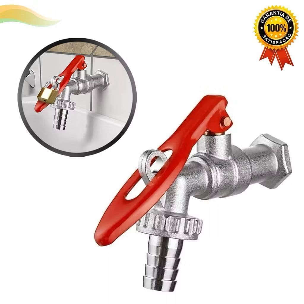 Torneira ANTIFURTO para Jardim Metal Antifurto Antivandalismo Cadeado Esfera Registro Bico Mangueira Multiuso