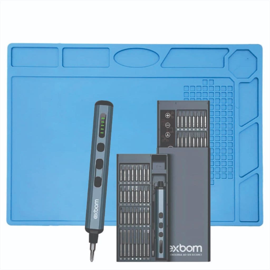 Kit Parafusadeira Elétrica de Precisão 68 em 1 + Manta Antiestática 32x23cm - KIT COMPLETO