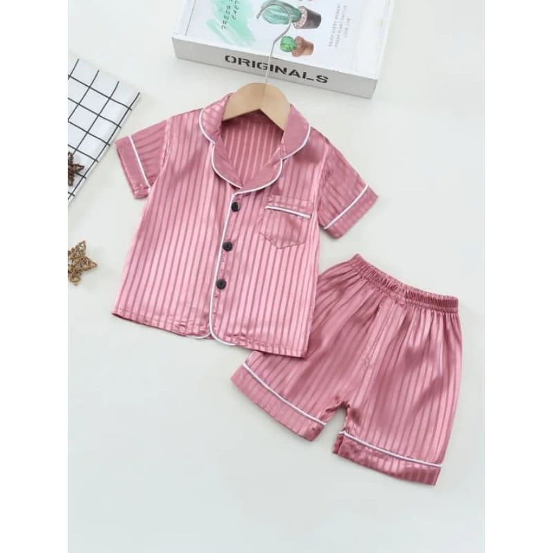 🧸 Pijama Infantil Curto em Cetim – Estampa Ursinhos