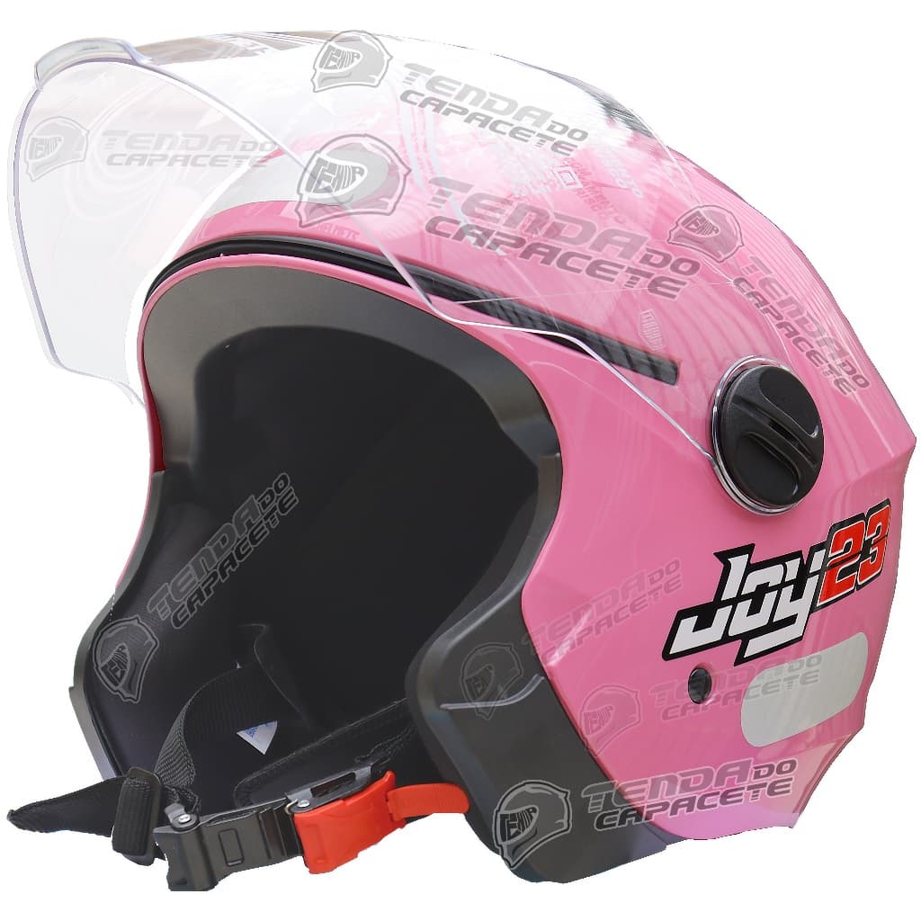 Capacete Aberto Taurus Joy 23 Open Face Rosa Brilhante Viseira 2mm