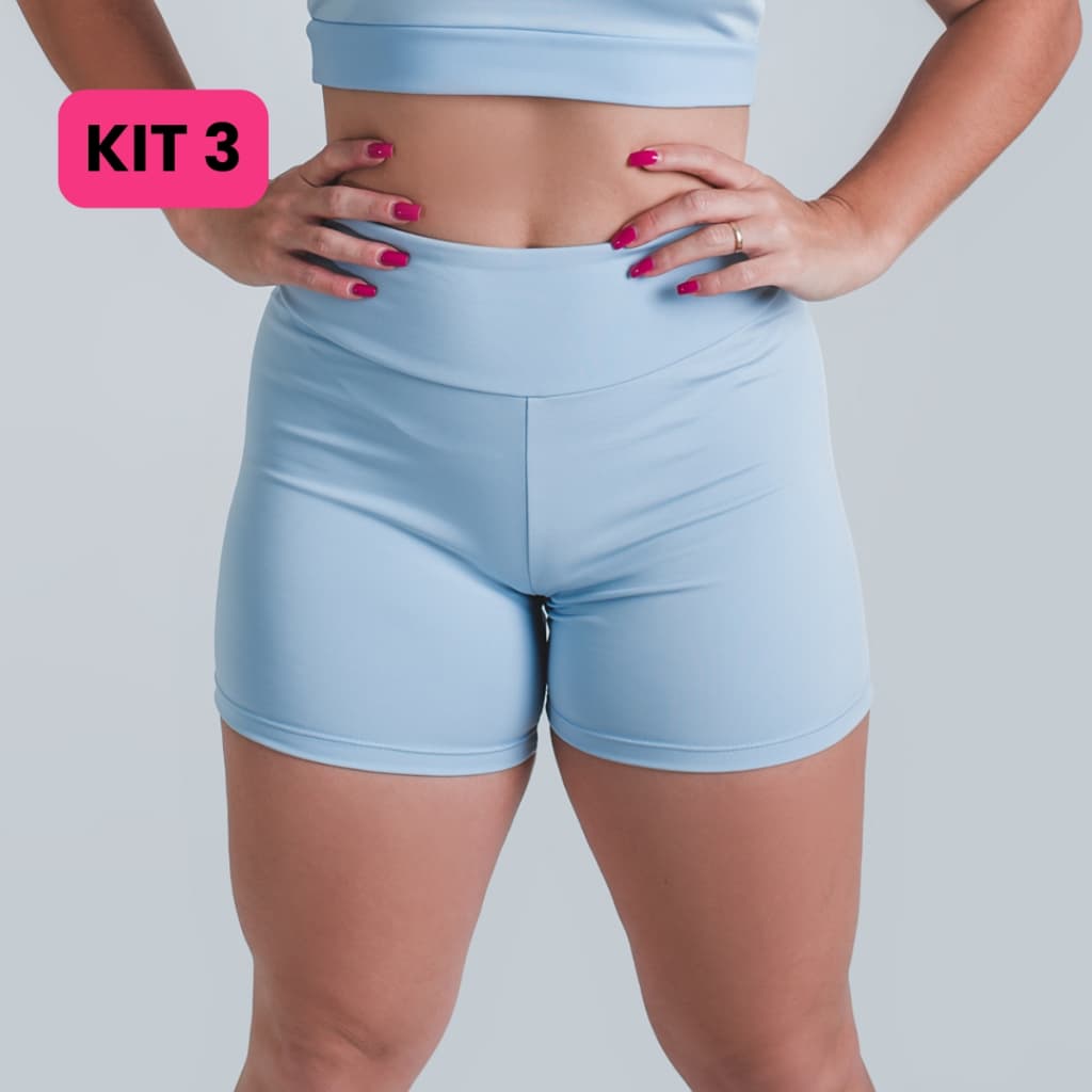 KIT 3 Shorts Feminino Academia Bermudinha Para Malhar Cintura Alta