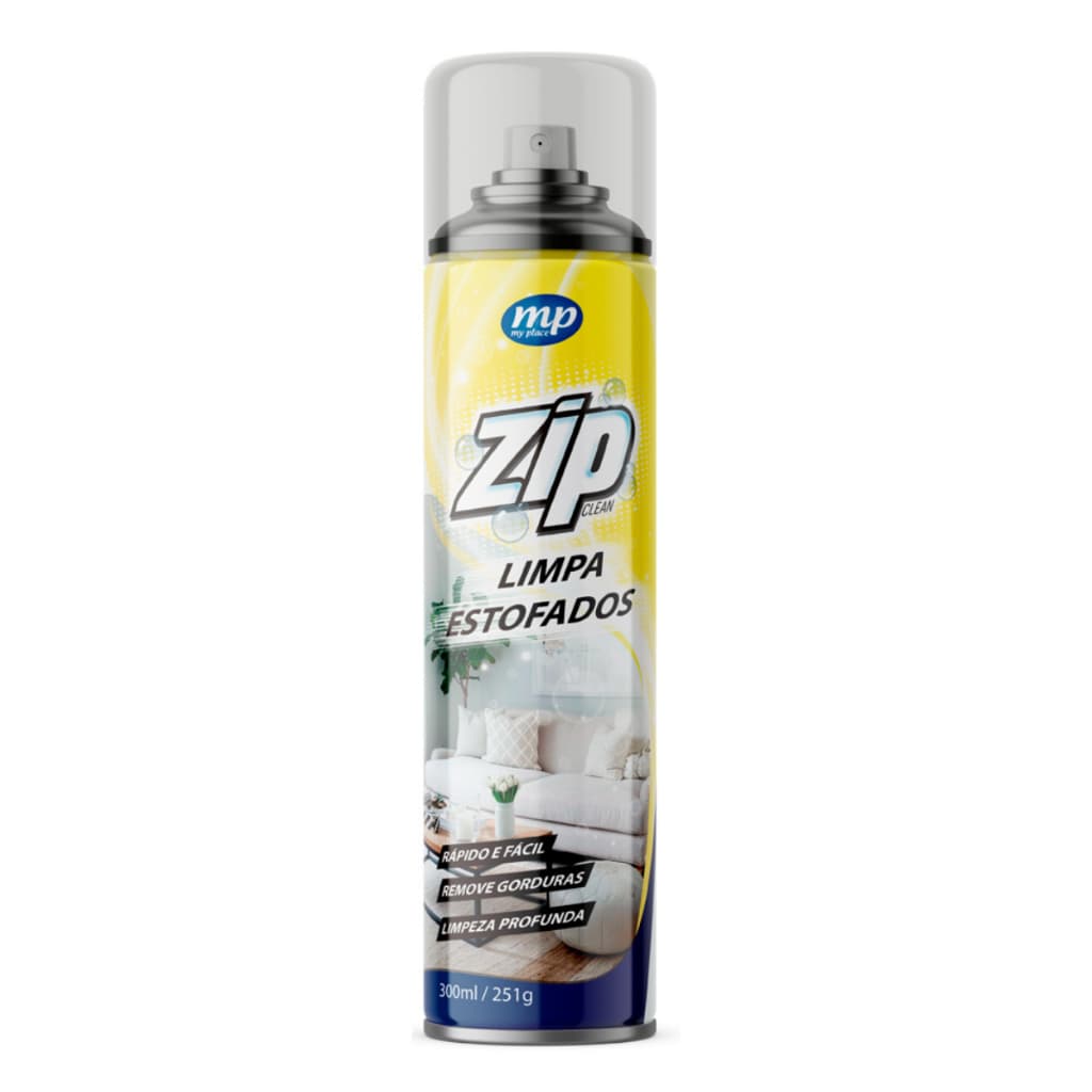 Limpa Estofados Spray Zip Carpete Tetos Veículos Sofás Colchão Tapetes Casa 300ML