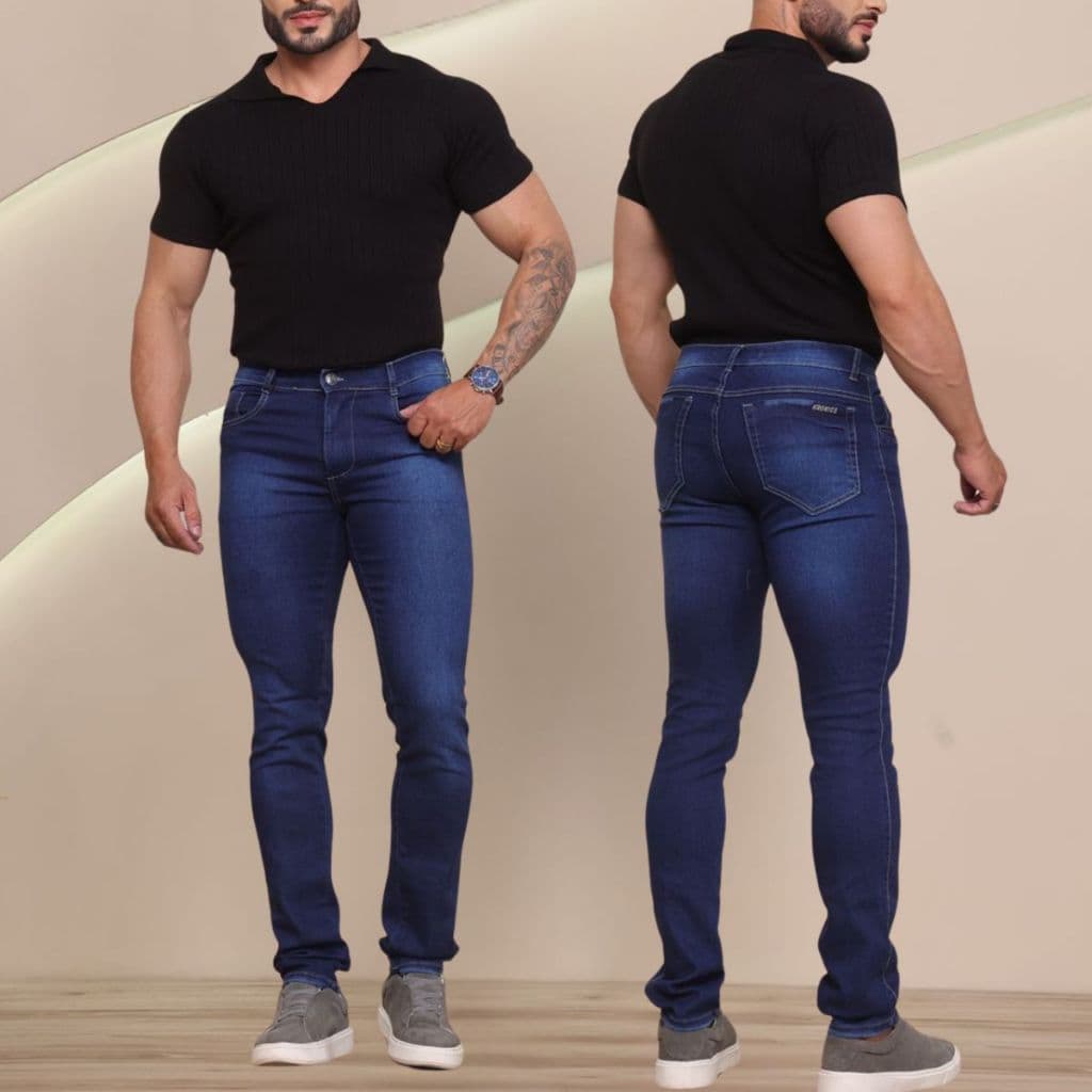 Calça Jeans Masculina Premium Skinny Corte tradicional Basico com Lycra   Elastano Modelo Slim  Direto da Fabrica