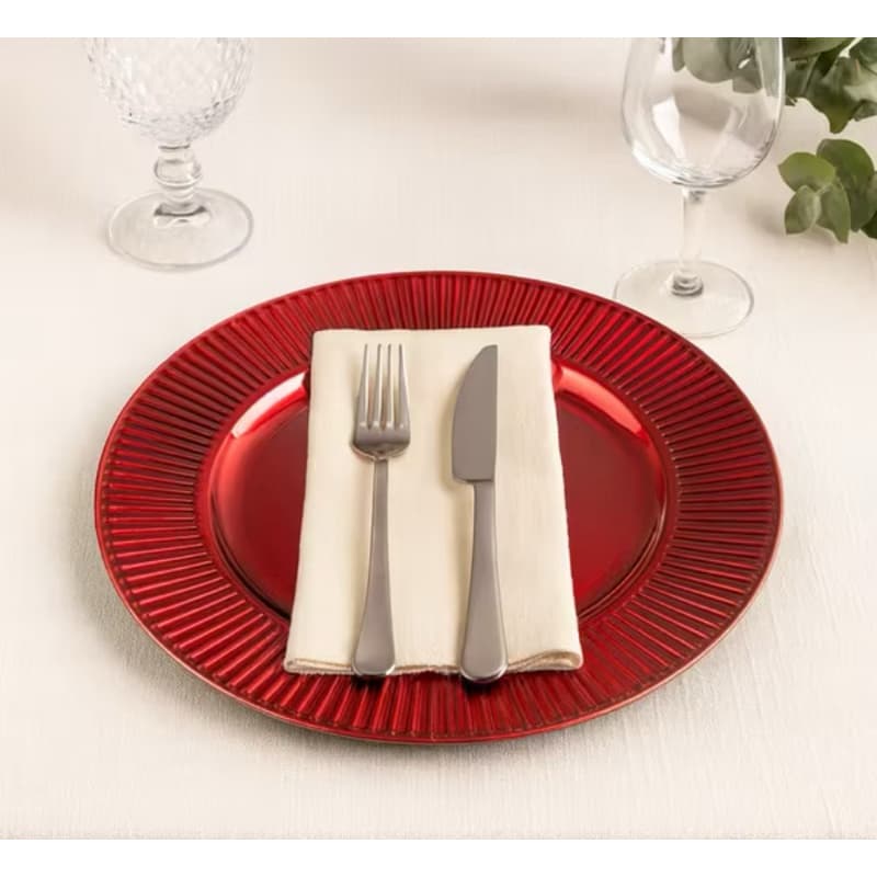 Sousplat Vermelho Lyor 33cm • Mesa Posta • Jantar • Decoração Elegante
