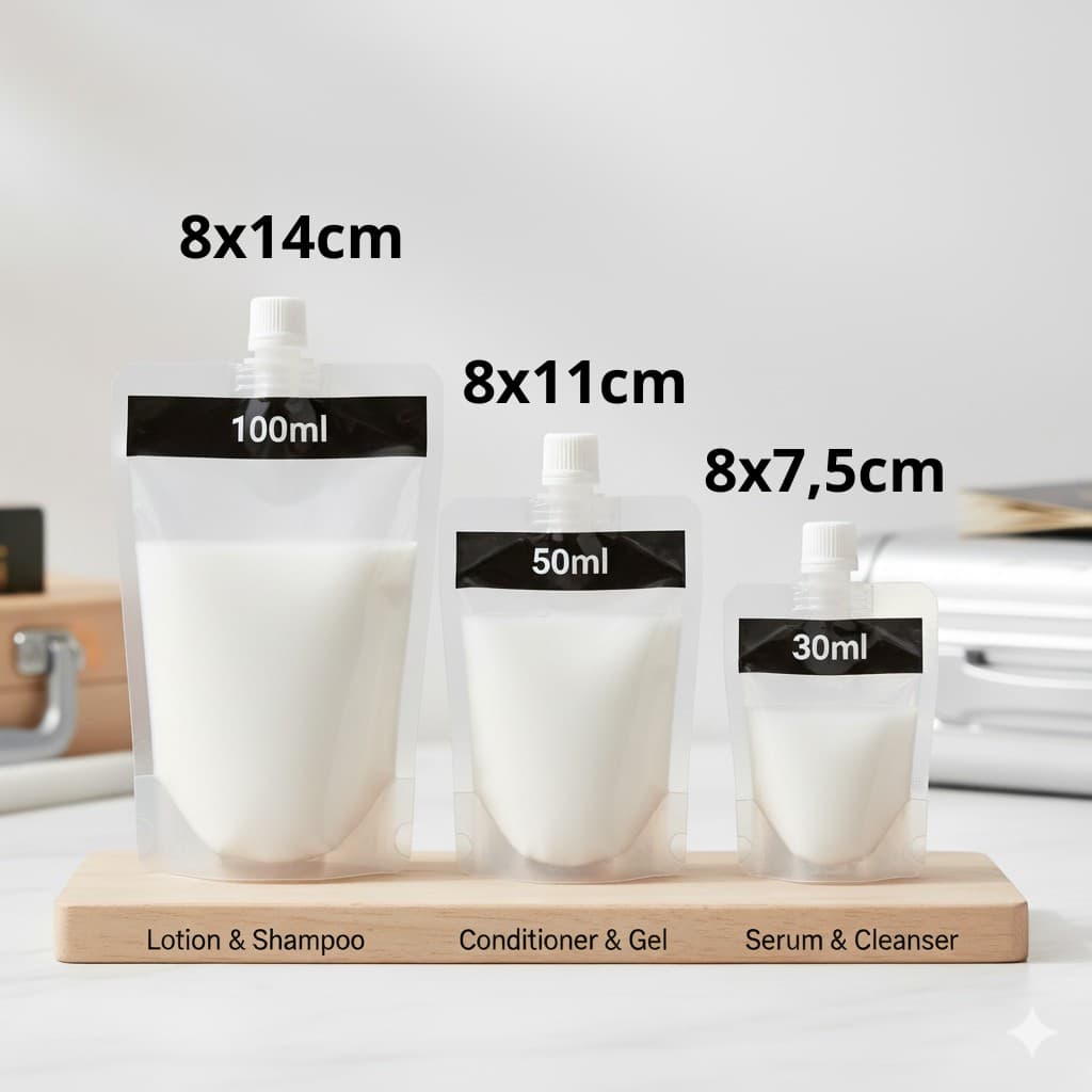 Kit Viagem Pouch (6, 12 ou 24 Frascos) | Sub-Bag 30ml 50ml 100ml c/ Flip | Transparente Antivazamento p/ Mala