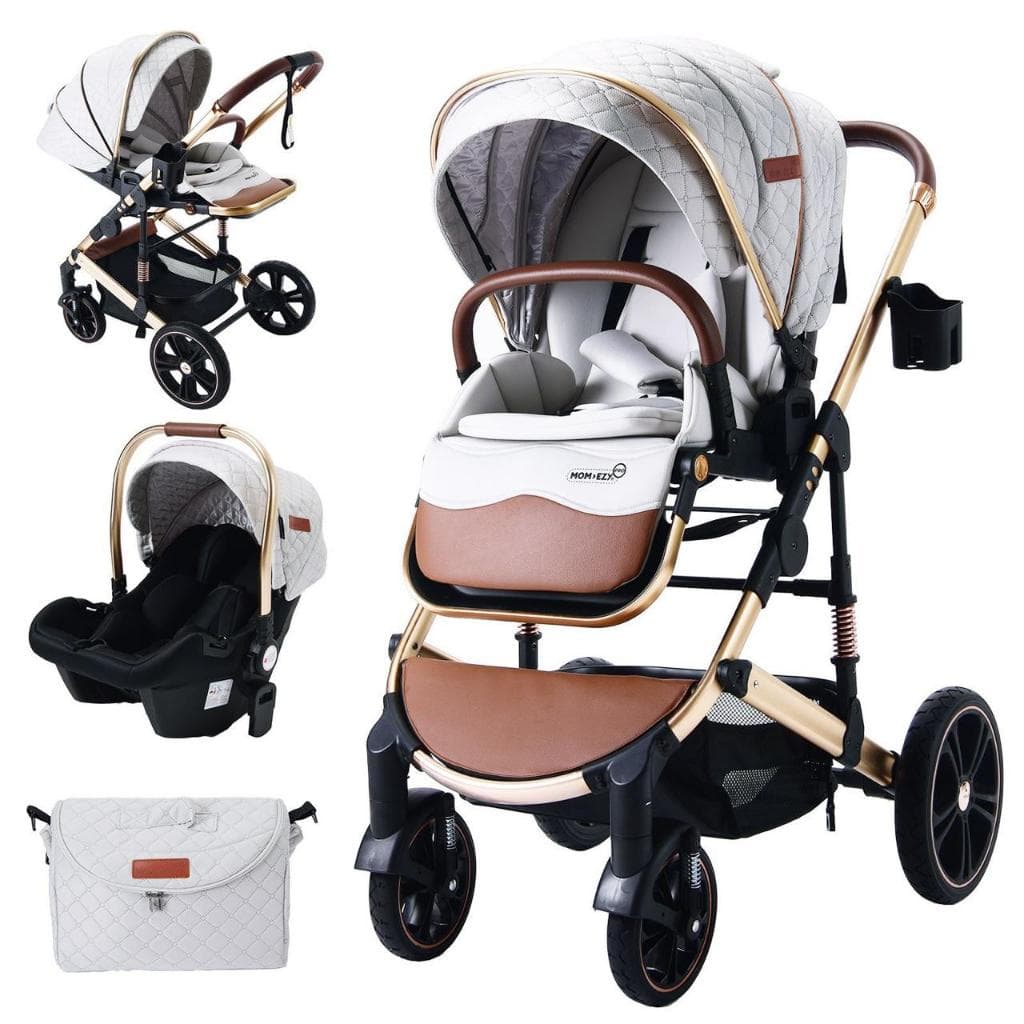 Carrinho de Bebê com Bebê Conforto Travel System Super Luxo 3 em 1 com bolsa