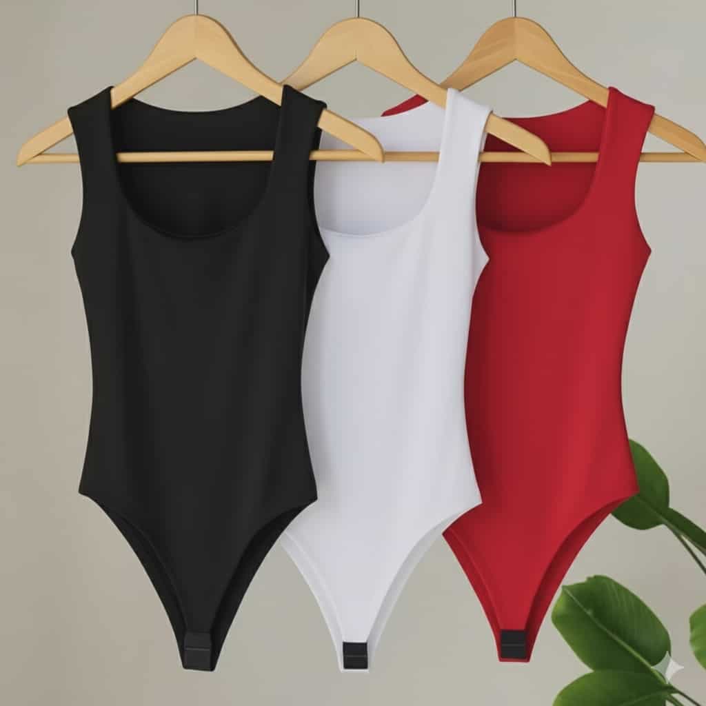 Kit 3 Body  collant feminino regata blusa decote  quadrado com bojo estilo blogueira tendência Verão