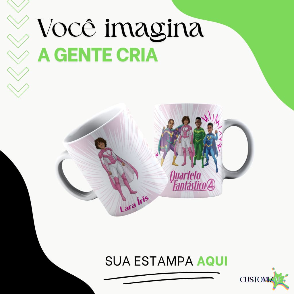 Caneca Personalizada com Caricatura de Super Herói | Marvel | DC | Como sua Criatividade Mandar.