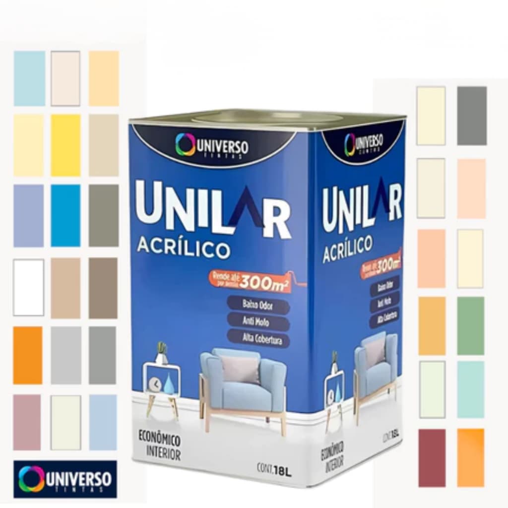 Tinta Parede Anti Mofo Acrílico Fosco Unilar 18L - Escolha A Sua Cor!