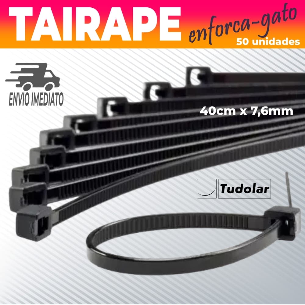 Tairape Enforca-gato Fita Hellermann Abraçadeira Nylon Reforçada 40cm X 76mm 50 Peças Resistente
