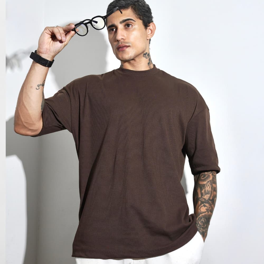 Camiseta Masculina Oversized Texturizada Lisa Premium Canelada Ombro Grande Moda Evamgelica