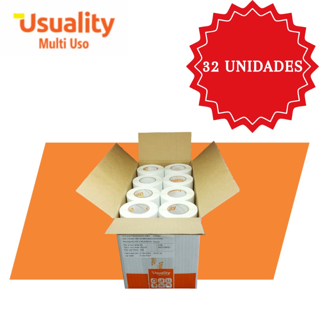 Etiqueta Termica 40x40 500 Unidades Adesiva Impressora Balança Termica Direta Rolo Caixa 32 Unidades
