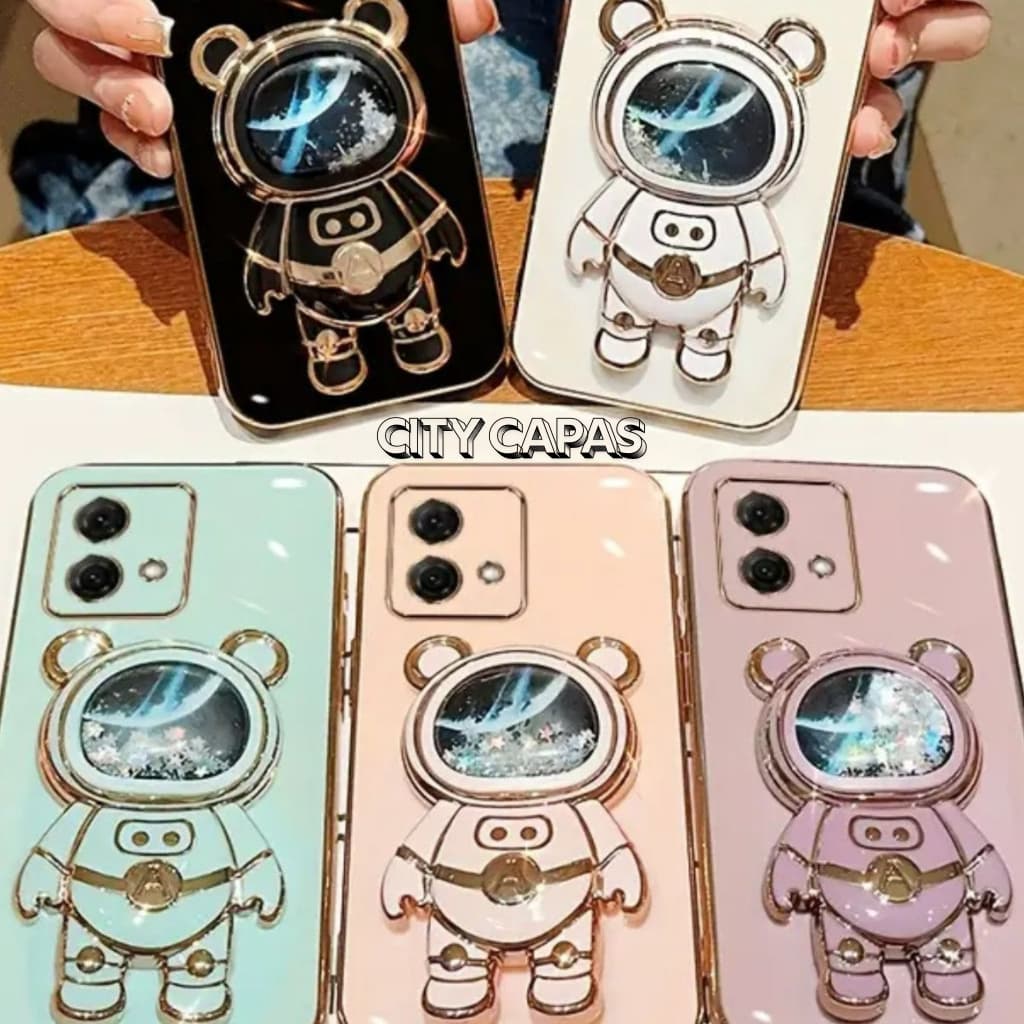 City Capas – Capinha MOTO G73 G53 G23 G13 G82 G62 G52 G30 G20 G10 G9PLAY Suporte Astronauta Brilho
