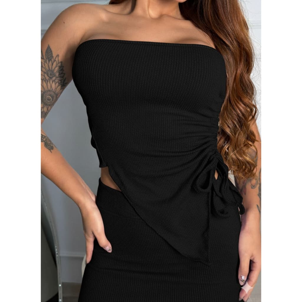 Cropped Mini Alcinha Texturizado Sem Bojo Canelado Malha Anarruga Sensual