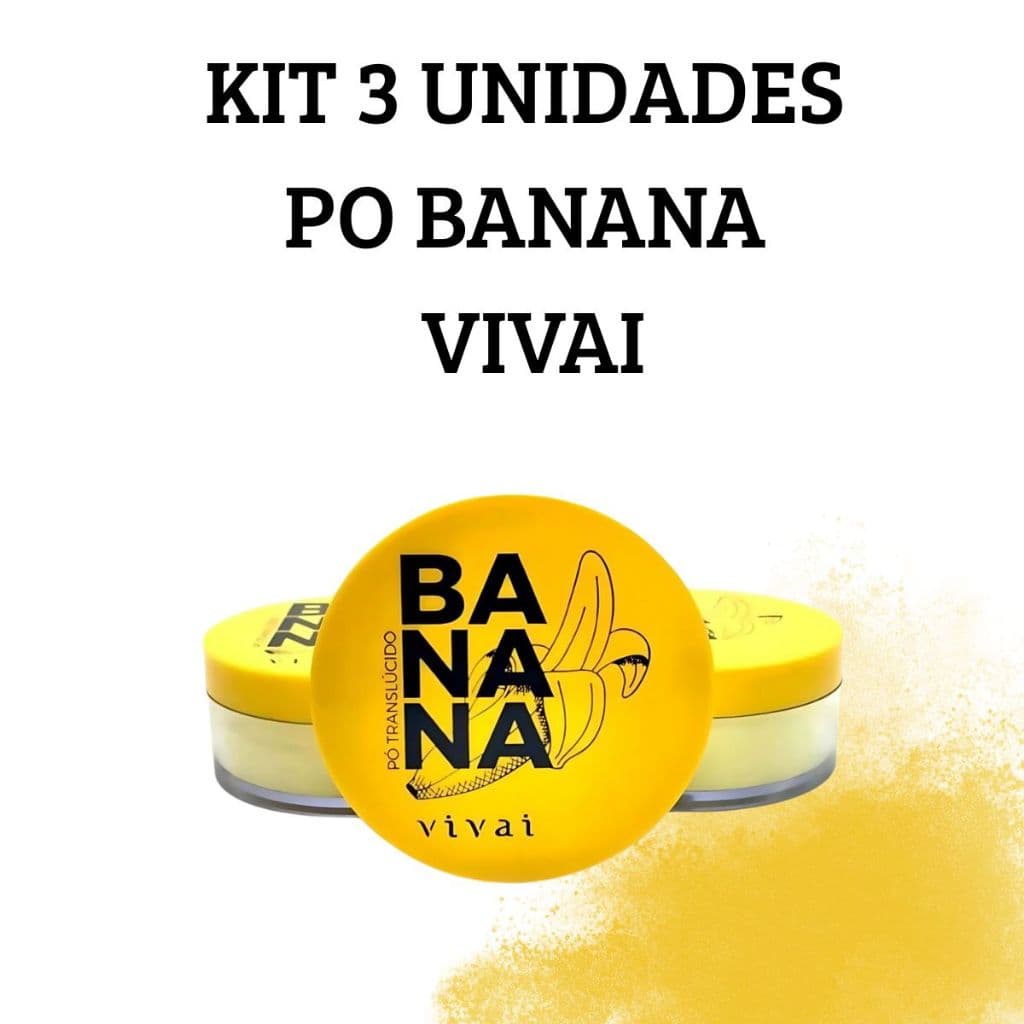 Kit 3 Pó Banana Vivai Powder Translúcido Solto Matte Profissional, Ilumina e Sela Maquiagem