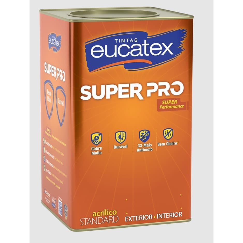 Tinta Acrílica Fosco 18 Litros Eucatex Super Pro Interna e Externa Antimofo Branco e Cores