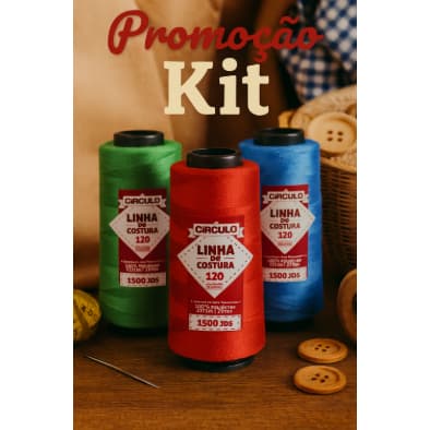 Kit 3 Linhas de Costura Círculo 1500J – 100% Poliéster – Alta Resistência –  Para Máquina e Costura