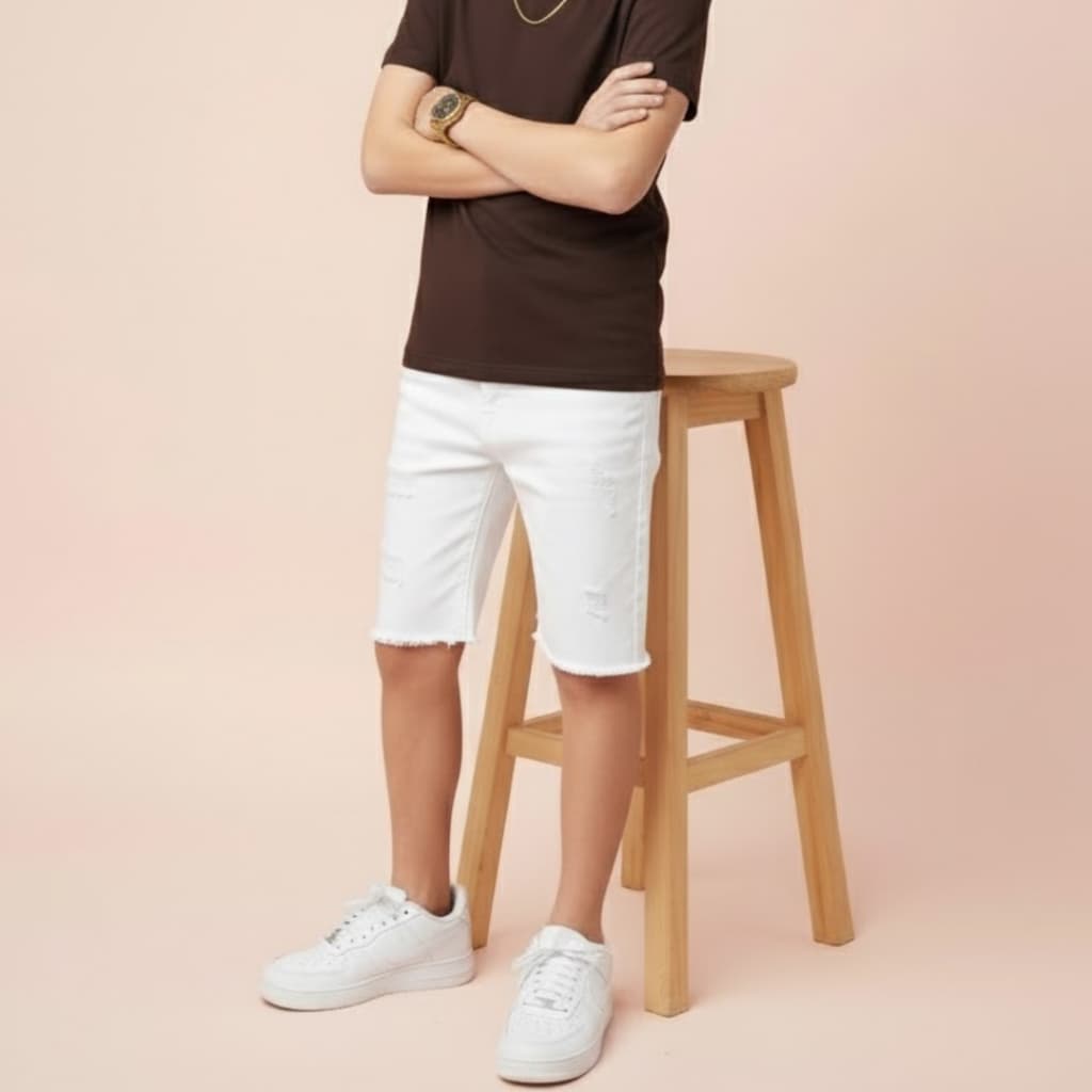 Bermuda Jeans blogueirinho Infantil rasgada Juvenil Menino da moda Masculino de verão  2 ao 16