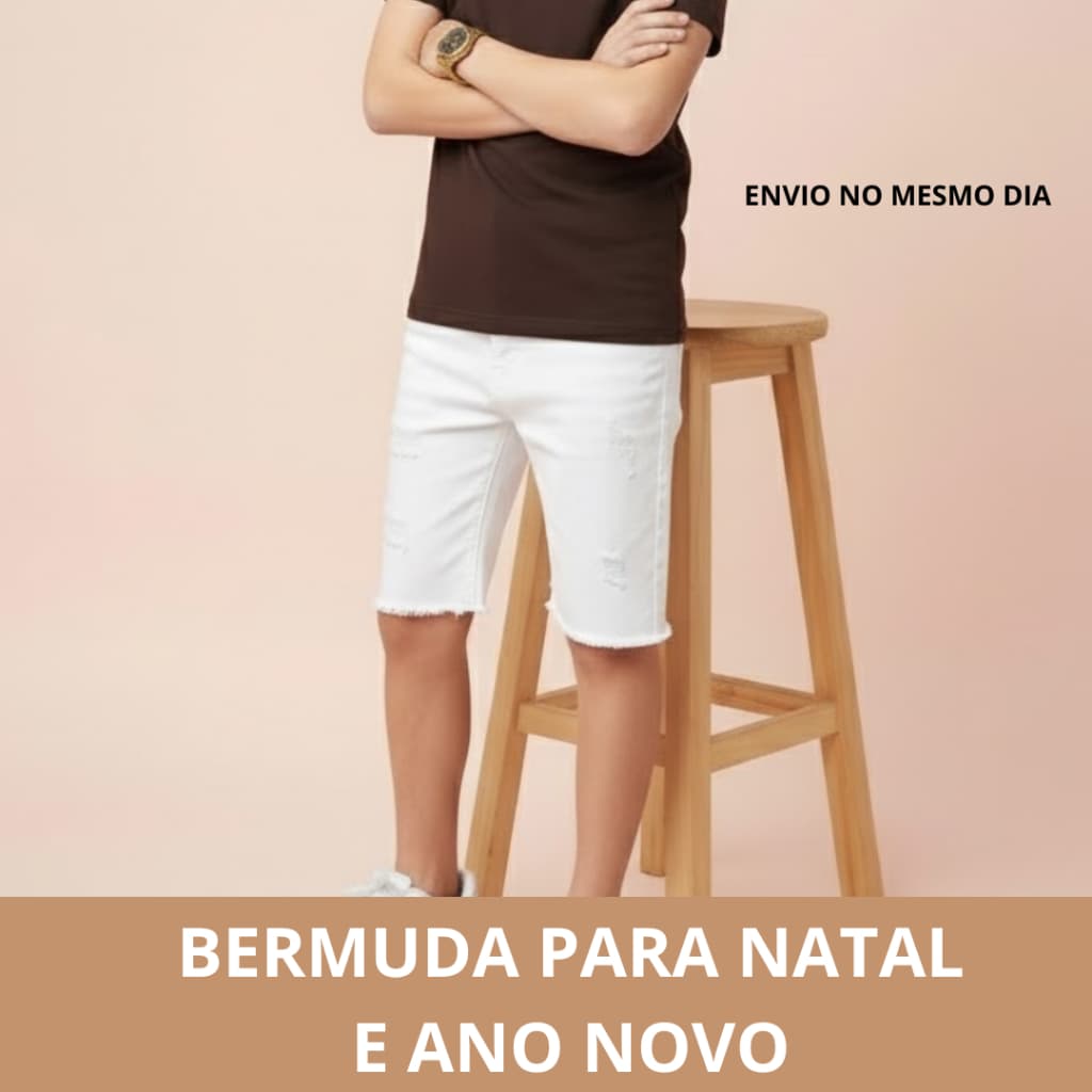 Bermuda Jeans rasgada masculina infantil juvenil da moda  2 ao 16