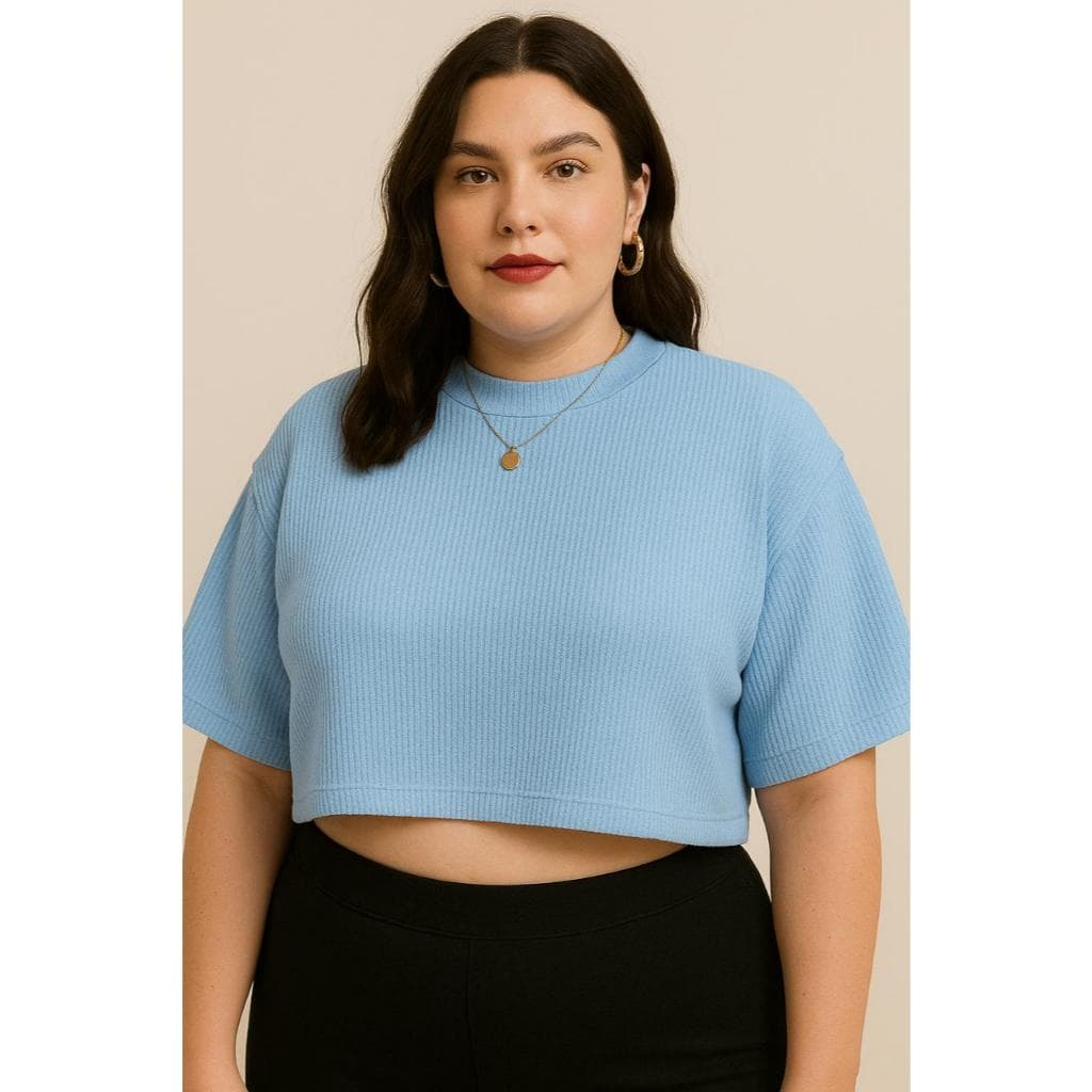 Cropped Oversize Plus Size Texturizado • Camiseta Feminina G1 G2 G3