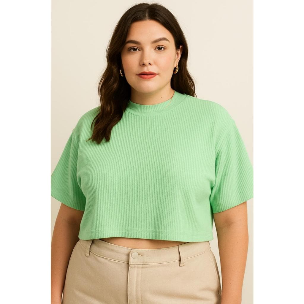 Cropped Texturizado Feminino Plus Size • Camiseta Oversize Premium • G1 G2 G3