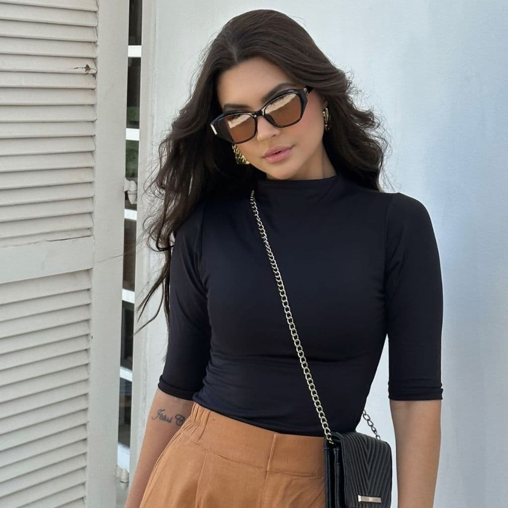 Blusa Feminina Manga 7/8 Gola Média Trabalho Confortável Versátil