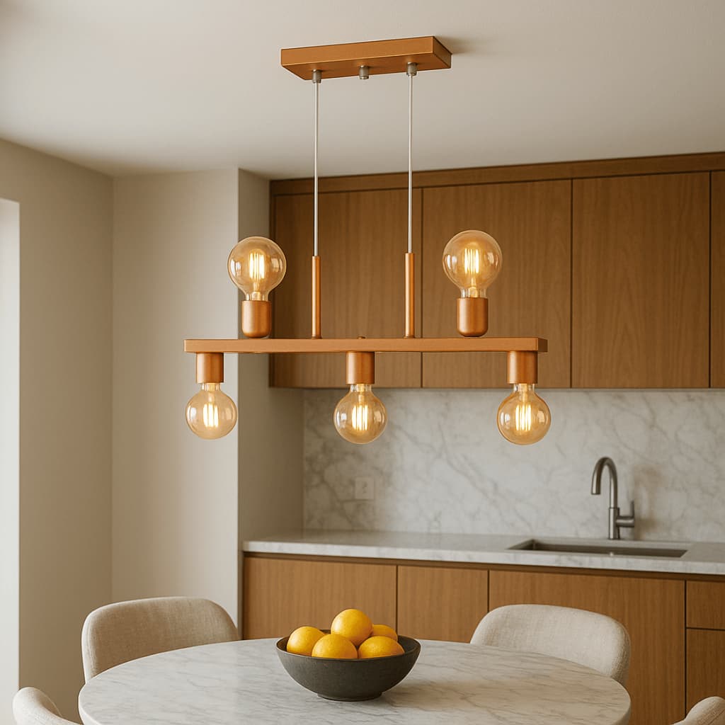 Luminária de Teto Lustre Pendente Tugson 5 Lâmpadas Industrial (Estilo Jabuticaba)