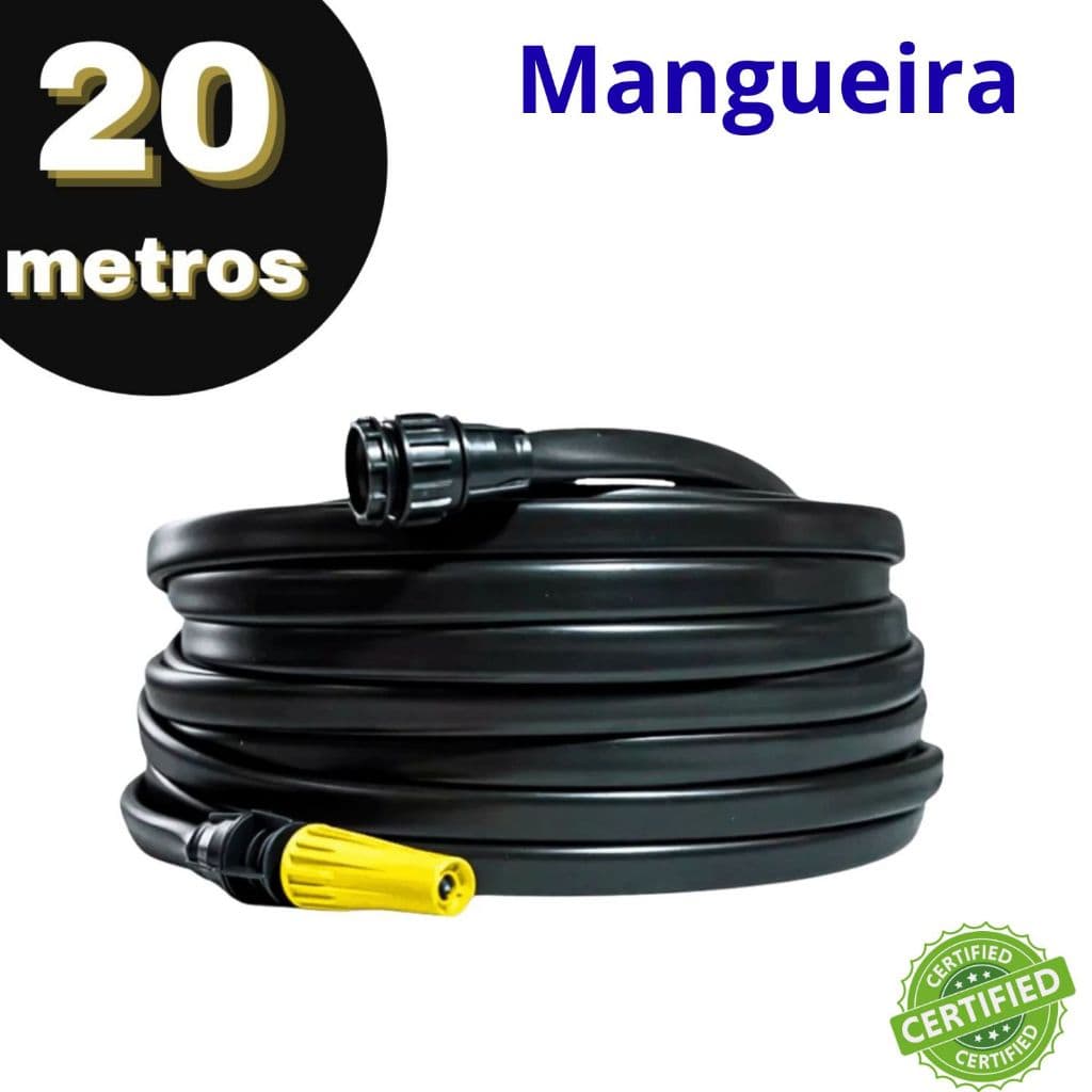 Super Mangueira PVC Duplo 20M Preto Jardim Casa Uso Doméstico Resistente ao Sol