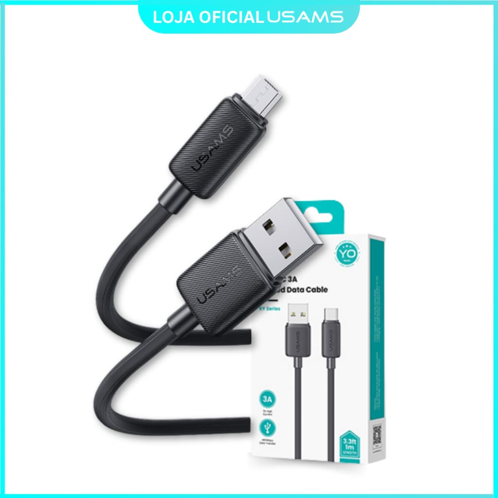 Cabo Micro USB V8 Reforçado 1 Metro 2A - Carregamento Rápido e Transferência de Dados