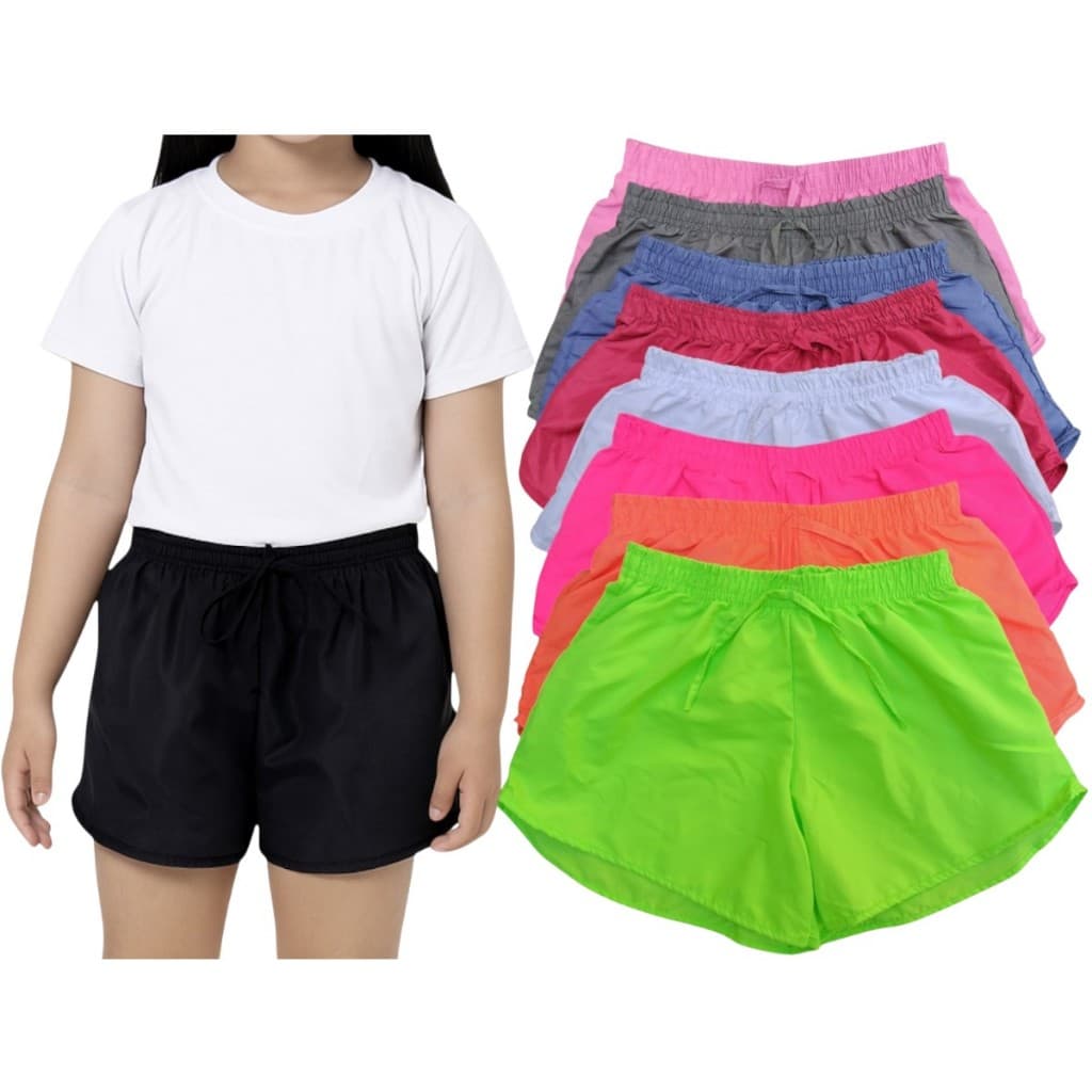 Short Tactel Infantil Juvenil Menina Moda Praia Tecido Leve Clube e Parque