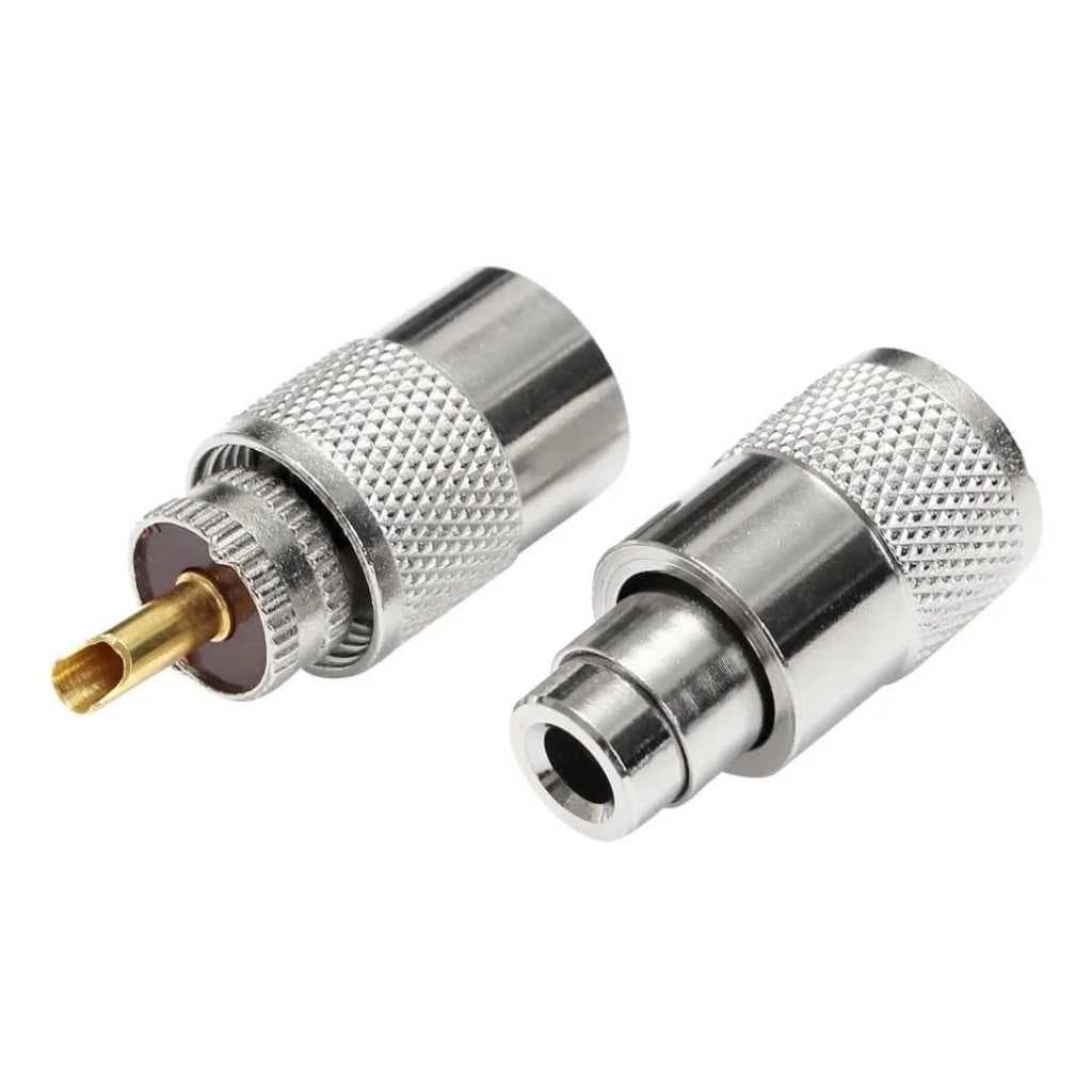 Kit 2 Conectores UHF Macho com Redutor – Compatíveis com Cabos RG213 e RG58 | Ideal para VHF/UHF
