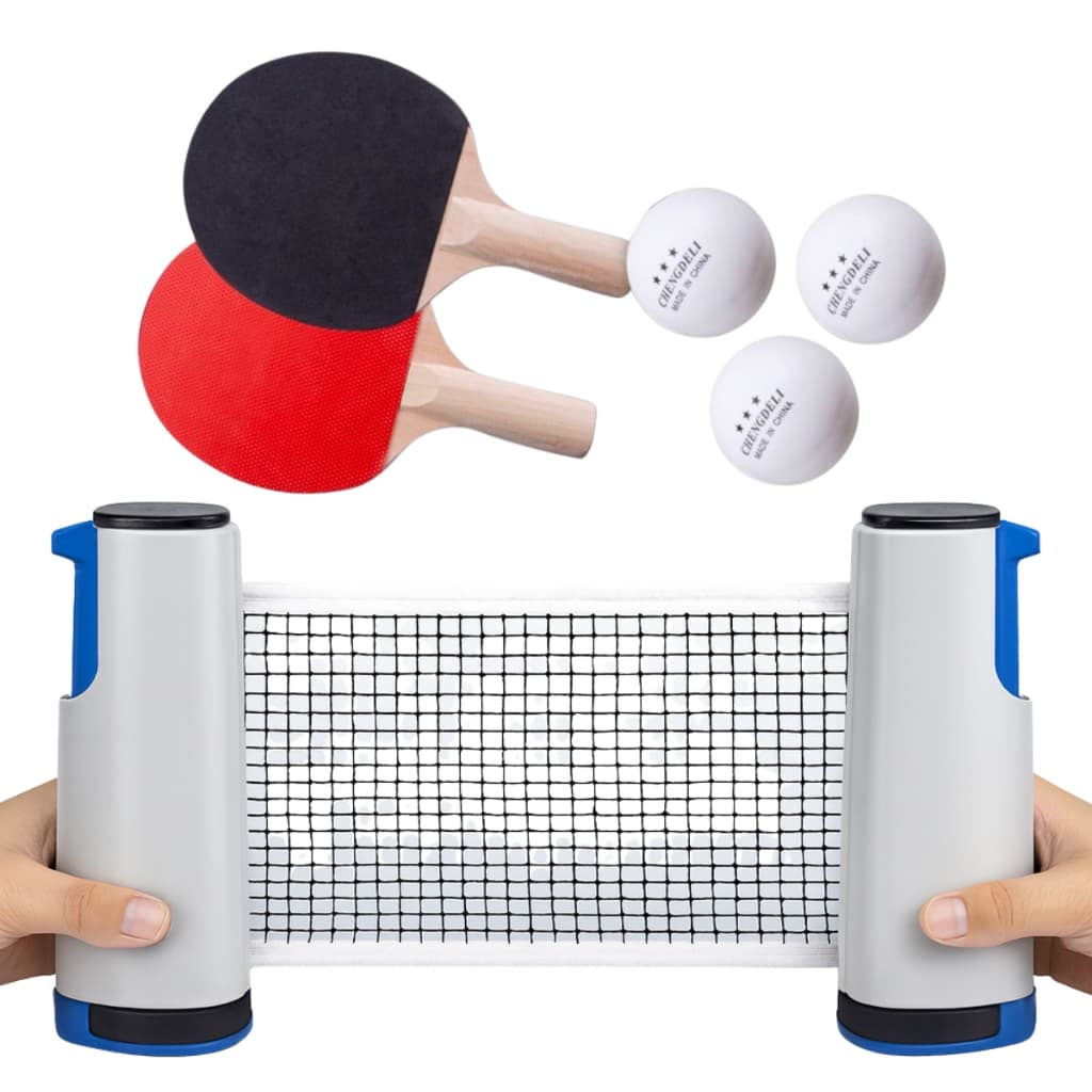 Kit Tênis de Mesa com Rede Retrátil 2 Raquetes e 3 Bolinhas Ping Pong Jogo Completo