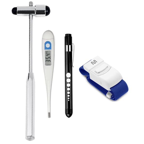Kit Martelo Buck + Termômetro Clínico + Lanterna Clínica + Garrote | Enfermagem Fisioterapia Saúde