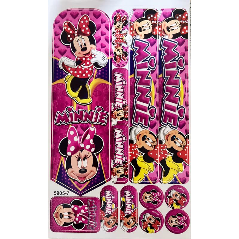Adesivo Minnie Cartela Bicicleta Infantil Bike Minie