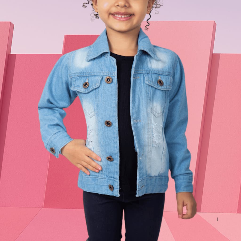 Jaqueta Jeans Menina Casaco Infantil Roupa Criança Moda Blogueirinha