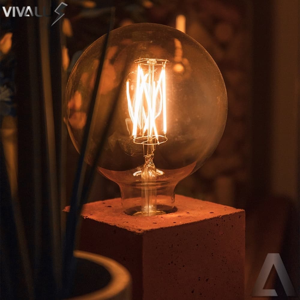 Lâmpada Filamento LED G95 4W E27 LUZ QUENTE (AMARELO) Âmbar Retrô Vintage 110V~220V | Bivolt