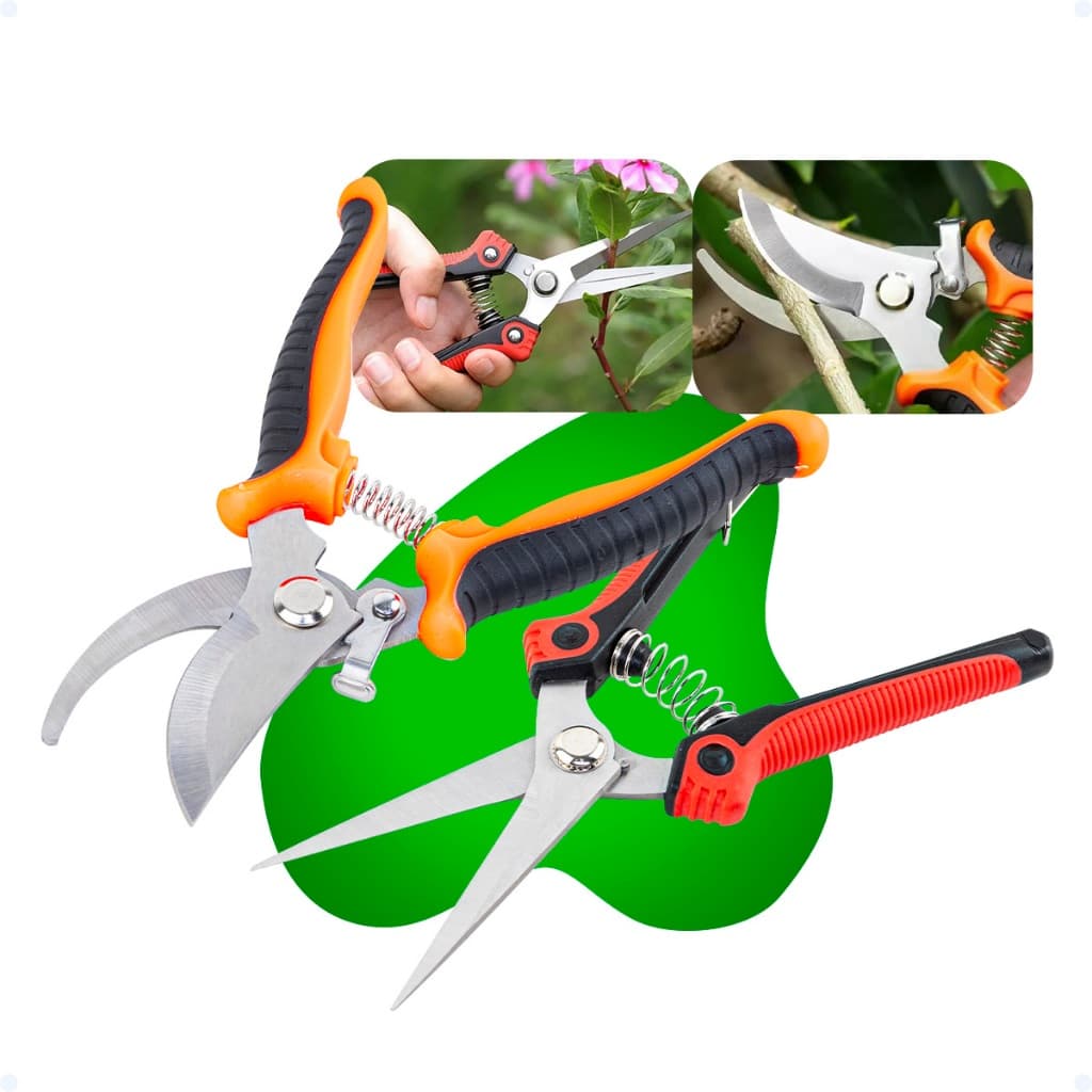 Kit 2 Tesouras Poda Super Afiada Jardinagem Profissional Tesoura de Poda De Galhos Plantas Flores
