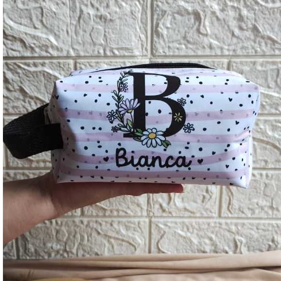 Necessaire Box G Personalizada Inicial + Nome com Alça | Brinde, Viagem, Maquiagem, Organizador, presente amigo