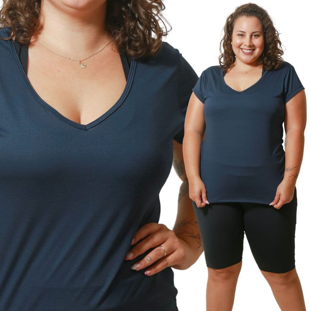 Camiseta Camisa Feminina Academia Básica Lisa Plus Size Dry Fit Roupa Feminina Moda Fitness Curve