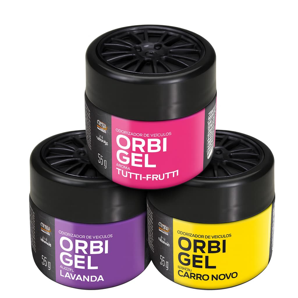 Kit com 3 Cheirinho de Carro Aromatizante Odorizador Automotivo Gel Lavanda Tutti Frutti Carro Novo