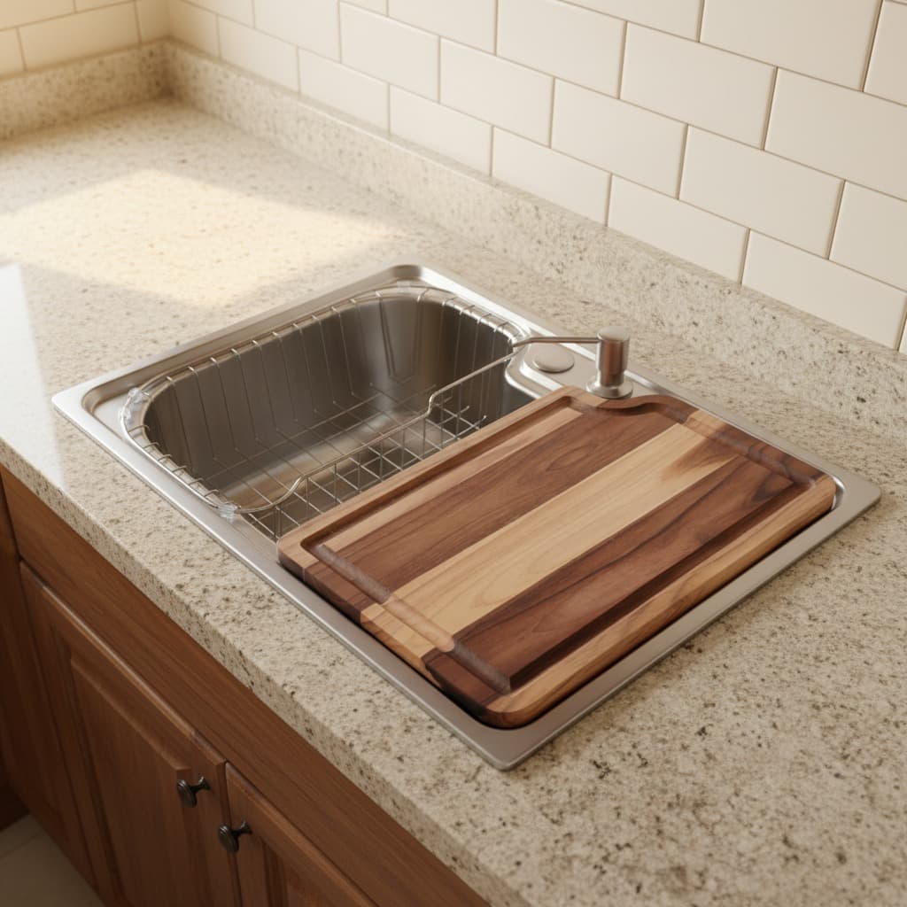 Cuba Gourmet Cozinha 60x42cm Aço Inox Com Tábua De Corte