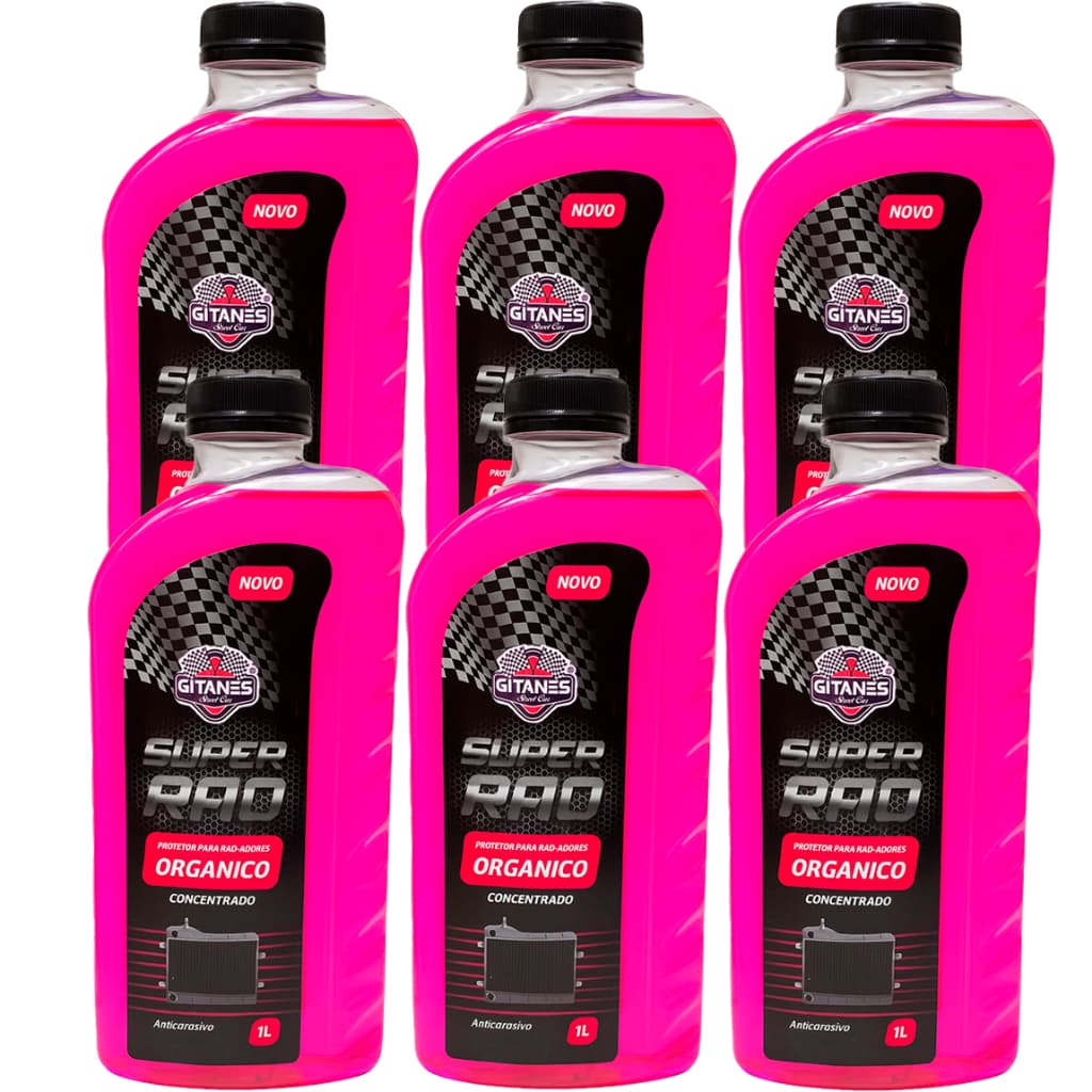 6 Aditivo Rosa para Radiador Limpa e Potencializa o Motor - 1 Litro cada
